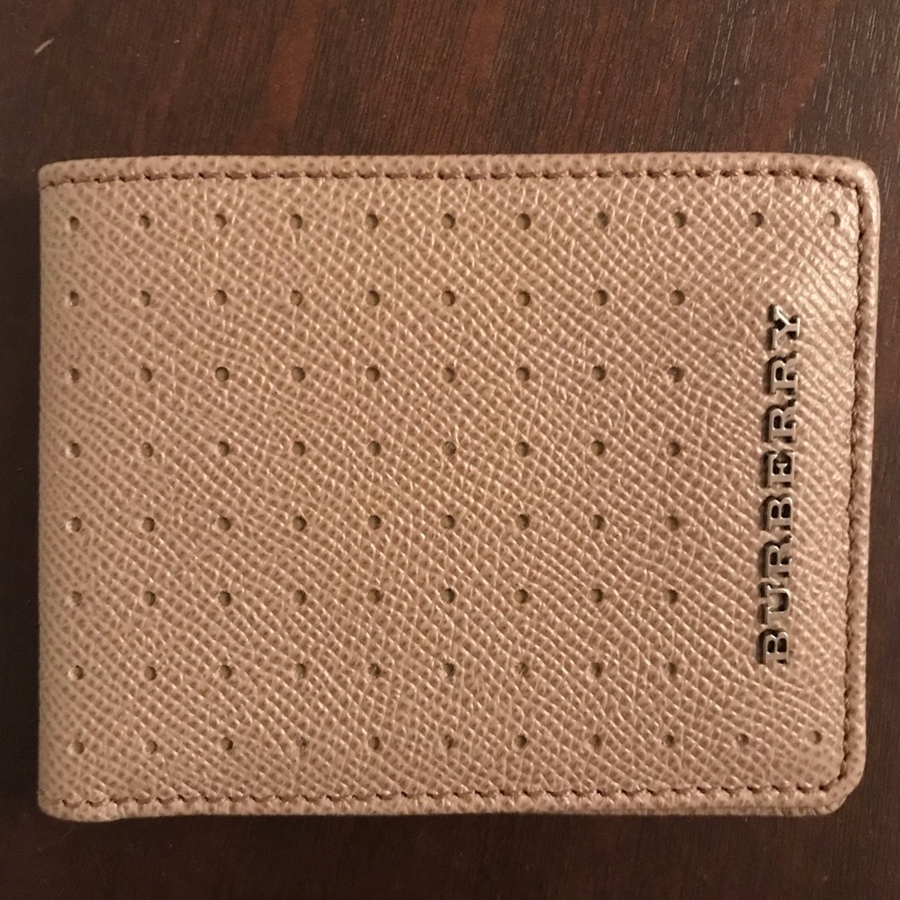 Burberry Tan Perforated Bi-fold Wallet